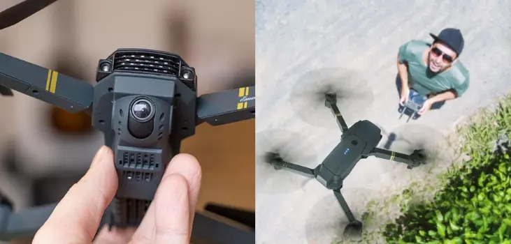 guy holds and monitors Black Falcon Drone